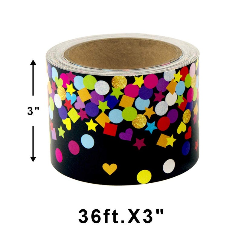 Ceiba Tree Colorful Confetti Bulletin Board Borders Colorful Dot Straight Trim Poster Border for Chalkboard Whiteboard School Classroom Office Decoration 36 Feet - Image 2